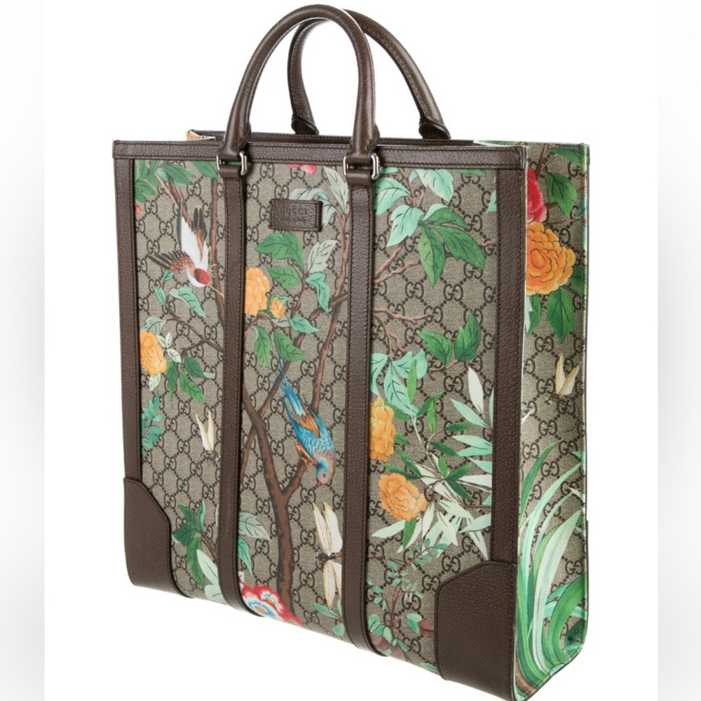 Gucci Tian Collection Floral Canvas Monogram Tote